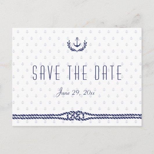 Trouwkaart Ankers Wit Aankondigingskaart (Voorkant)