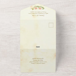 Trouwkaart 'Antique Rose All-In-One' All In One Uitnodiging