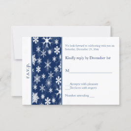 Trouwkaart-antwoordkaart met marineblauw en witte  RSVP kaartje
