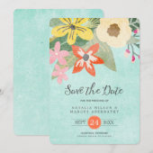 Trouwkaart 'Beautiful Blooms' Save the Date Kaart (Voorkant / Achterkant)