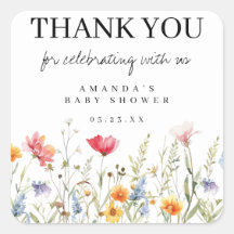 Trouwkaart bedanken baby shower wilde bloemen