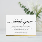 Trouwkaart bedanken met goud folie kaart (Staand voorkant)