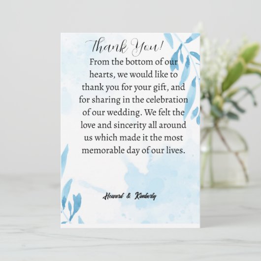 Trouwkaart bedanken voor aanwezigheid huwelijk bedankkaart (Staand voorkant)