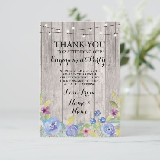 Trouwkaart Bedankje Hout Bloem Bedankkaart (Staand voorkant)