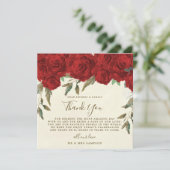 trouwkaart bedankkaart rode rozen receptie kaart (Staand voorkant)