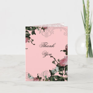 Trouwkaart bedankkaart - Trellis Rose Vintage