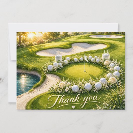 Trouwkaart bedankkaart voor golfer aquarel (Voorkant)