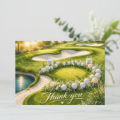 Trouwkaart bedankkaart voor golfer aquarel (Staand voorkant)