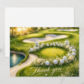 Trouwkaart bedankkaart voor golfer aquarel (Voorkant / Achterkant)