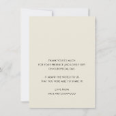 TROUWKAART BEDANKT foto moderne kalligrafie ivoor (Achterkant)
