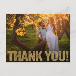 Trouwkaart Bedankt | Goud Gestempeld Lettertype Op Briefkaart