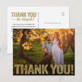 Trouwkaart Bedankt | Gouden Gehavende Letters Op F Briefkaart (Voorkant / Achterkant)