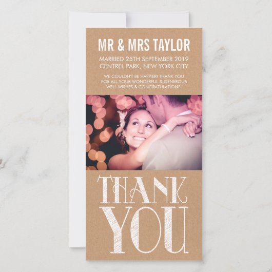 Trouwkaart Bedankt Rustieke Neutrale Fotokaarten (Voorkant)