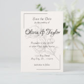 Trouwkaart Beige Elegance Save the Date (Staand voorkant)