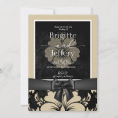 Trouwkaart beige & zwart  kaart (Voorkant)