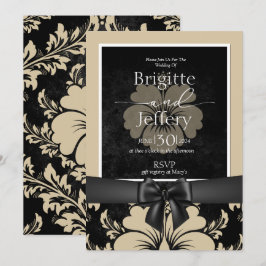 Trouwkaart beige & zwart  kaart