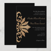 Trouwkaart "Belize Scroll Flourish" (taan/zwart) 5 Kaart (Voorkant / Achterkant)