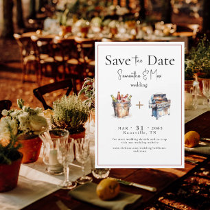 Trouwkaart 'Bier & BBQ' Save the Date Magnetische Uitnodiging