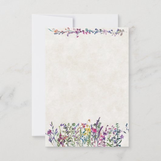 Trouwkaart blank Kleurrijke wilde bloemen  Kaart (Voorkant)