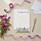 Trouwkaart blank Kleurrijke wilde bloemen  Kaart