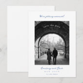 Trouwkaart Blauw Save The Date (Voorkant / Achterkant)