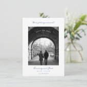 Trouwkaart Blauw Save The Date (Staand voorkant)