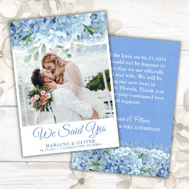 Trouwkaart Blauwe Hortensia Bloemen Kaart