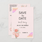 Trouwkaart Bloem Roze Hart Rand RSVP Kaartje (Voorkant / Achterkant)