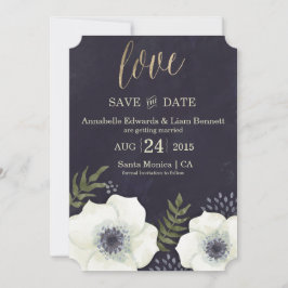 Trouwkaart Bloemen Zomer Nacht 'Save the Date' Kaart