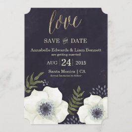 Trouwkaart Bloemen Zomer Nacht 'Save the Date' Kaart