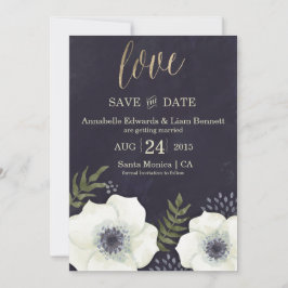 Trouwkaart Bloemen Zomer Nacht 'Save the Date' Save The Date