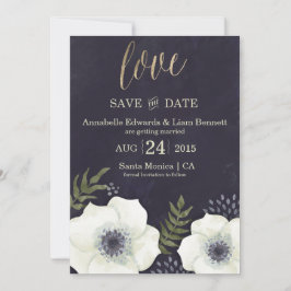 Trouwkaart Bloemen Zomer Nacht 'Save the Date' Save The Date