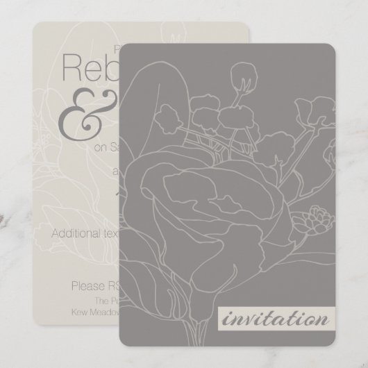 Trouwkaart bloemmotief (Natuurlijk) Kaart (Voorkant / Achterkant)