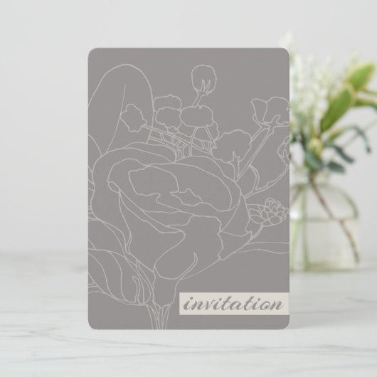 Trouwkaart bloemmotief (Natuurlijk) Kaart (Staand voorkant)