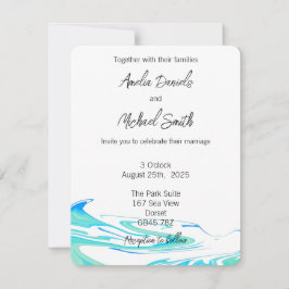 Trouwkaart Blue & Green Wave Kaart