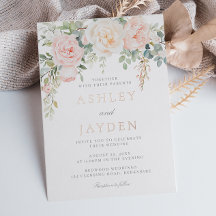 Trouwkaart Blush Ivoorkleurig & Roze Goud Folie