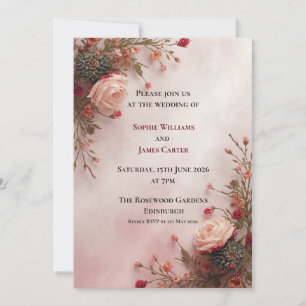 Trouwkaart Blush Rose Bloemrijk Romantisch Kaart