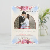 Trouwkaart Blush Rose Kerk Save The Date (Staand voorkant)