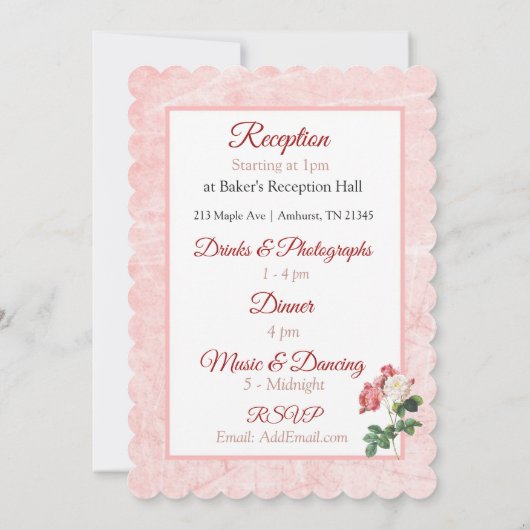 Trouwkaart Blush Roze Bloem Kaart (Achterkant)