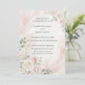 Trouwkaart Blush Witte Roos Kaart (Staand voorkant)