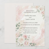 Trouwkaart Blush Witte Roos Kaart (Voorkant / Achterkant)