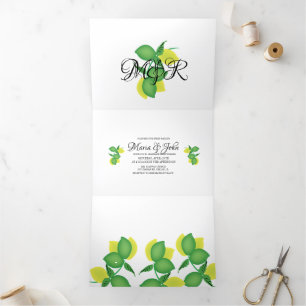 Trouwkaart Bold Lemon Limoncillo Drieluik Uitnodiging