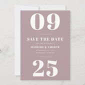 Trouwkaart Bold Typography Mauve Paars Save The Date (Voorkant)