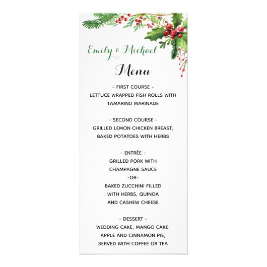 Trouwkaart botanische waterverf groen rood reclamekaart (Voorkant)