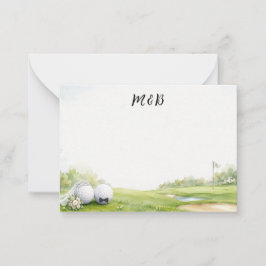 Trouwkaart bruid & bruidegom golf notitiekaart, El Notitiekaartje