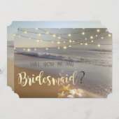 Trouwkaart bruidsmeisje strand huwelijksfeest sche kaart (Voorkant / Achterkant)