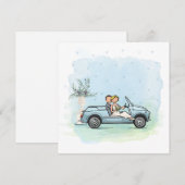 Trouwkaart bruidspaar in vintage Fiat 500 Jolly Feestdagenkaart (Voorkant / Achterkant)
