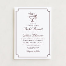 Trouwkaart Burgundy Elegant Frame