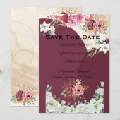 Trouwkaart Burgundy Save The Date (Voorkant / Achterkant)