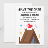 Trouwkaart camping save the date kaarten (Voorkant / Achterkant)